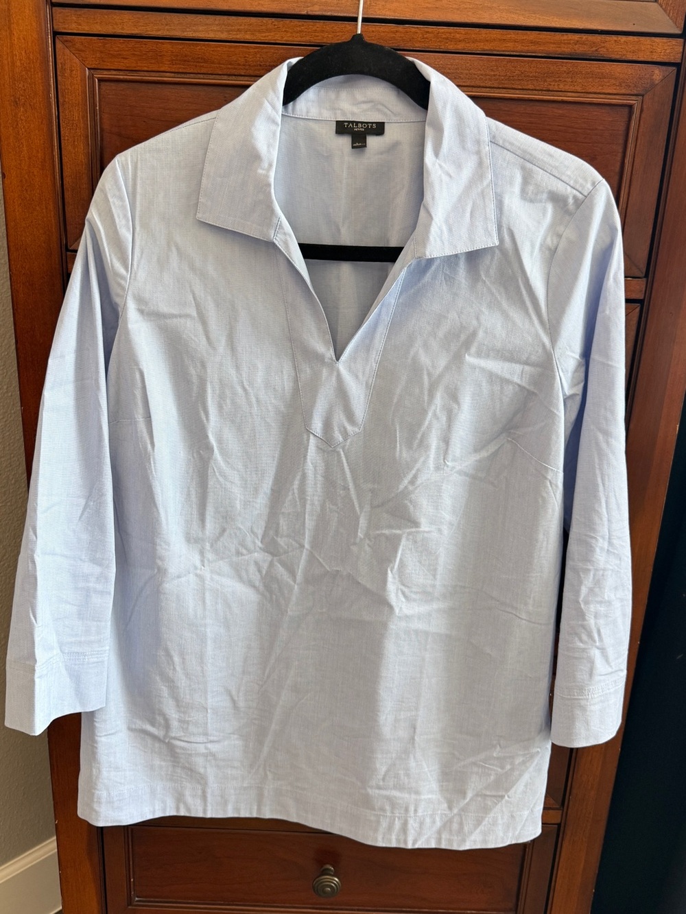 Talbots Light Blue Casual Popover Button-Down Shirt